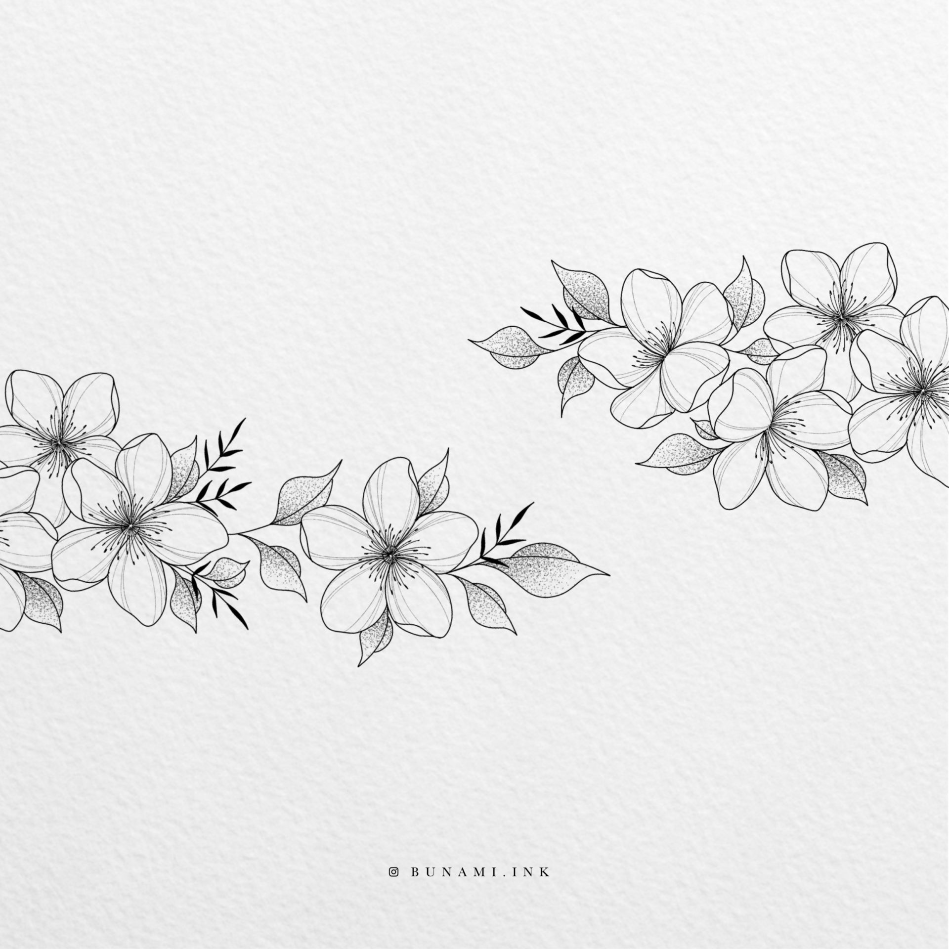 Tiny cherry blossom branch by Alina BUNAMI INK