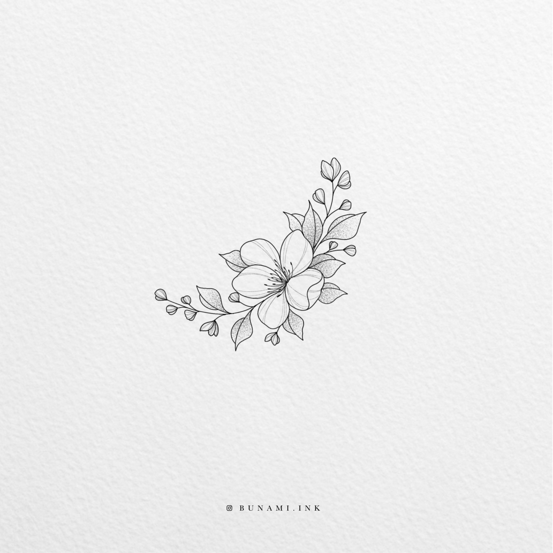 Tiny cherry blossom branch by Alina BUNAMI INK