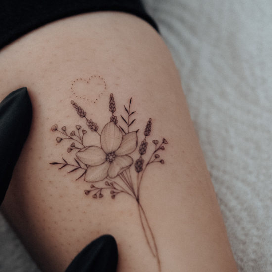 Forget me not love bouquet tattoo by Alina BUNAMI INK