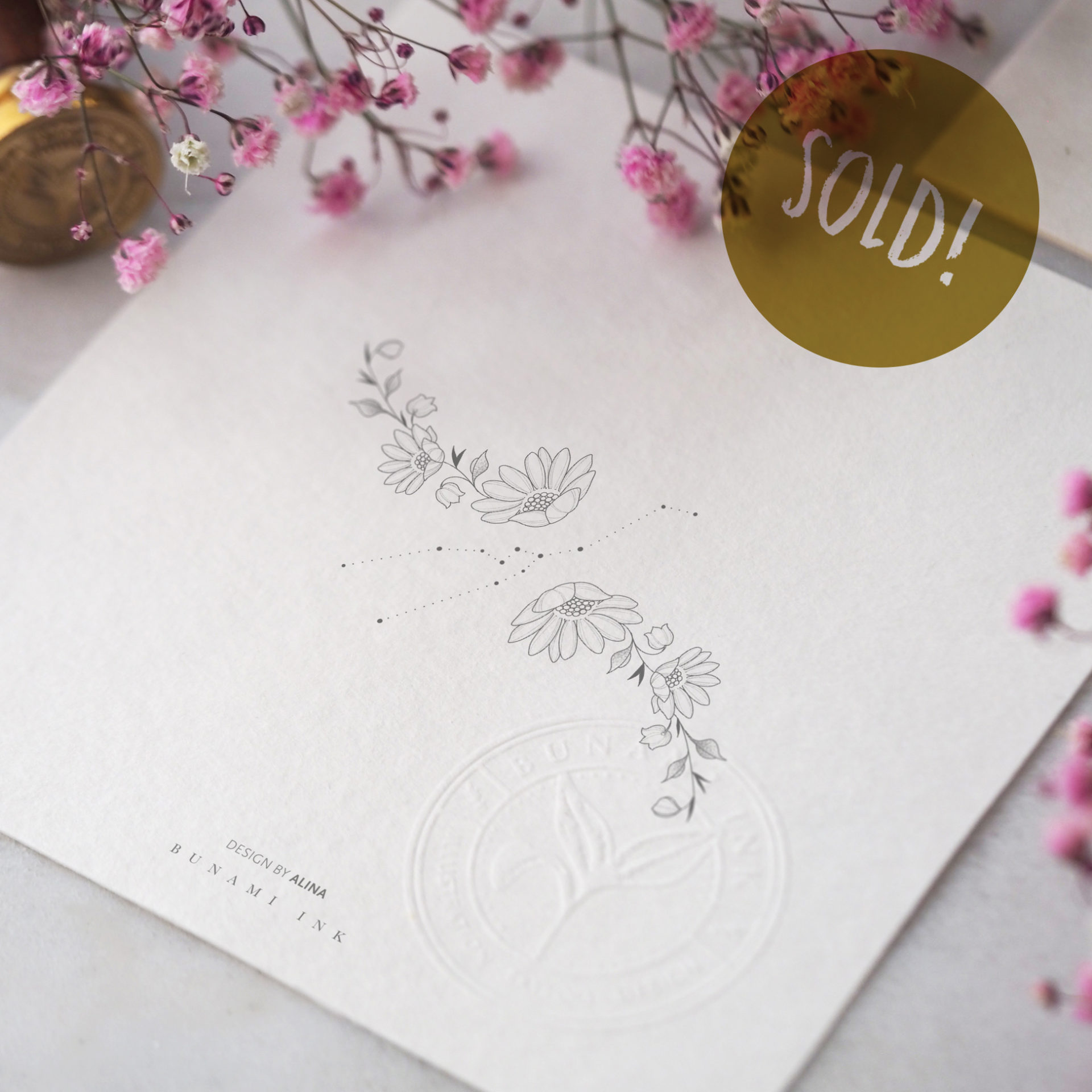 Taurus birthflower bracelet by Alina BUNAMI INK 2022-04-18