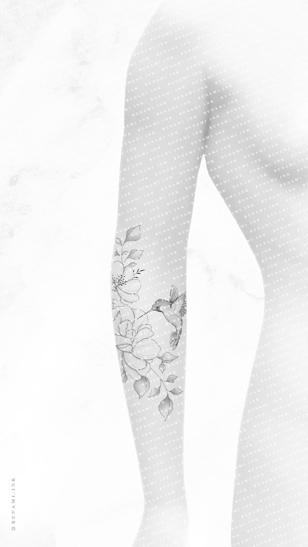 Peony Cosmea & Hummingbird Floral