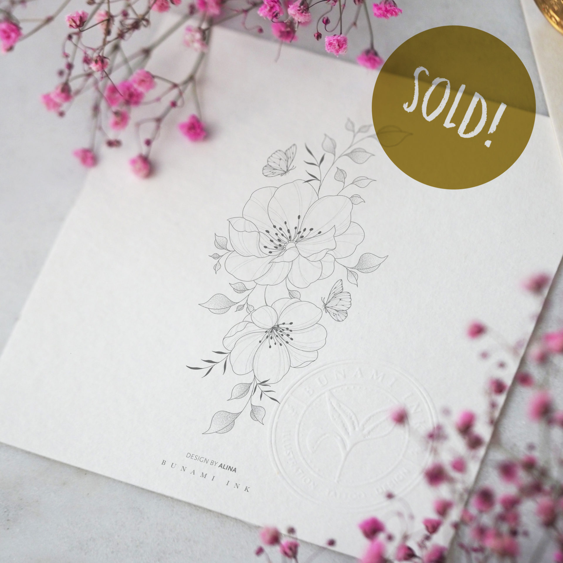 Blossom & butterflies wanna do by Alina BUNAMI INK 2022-08-19