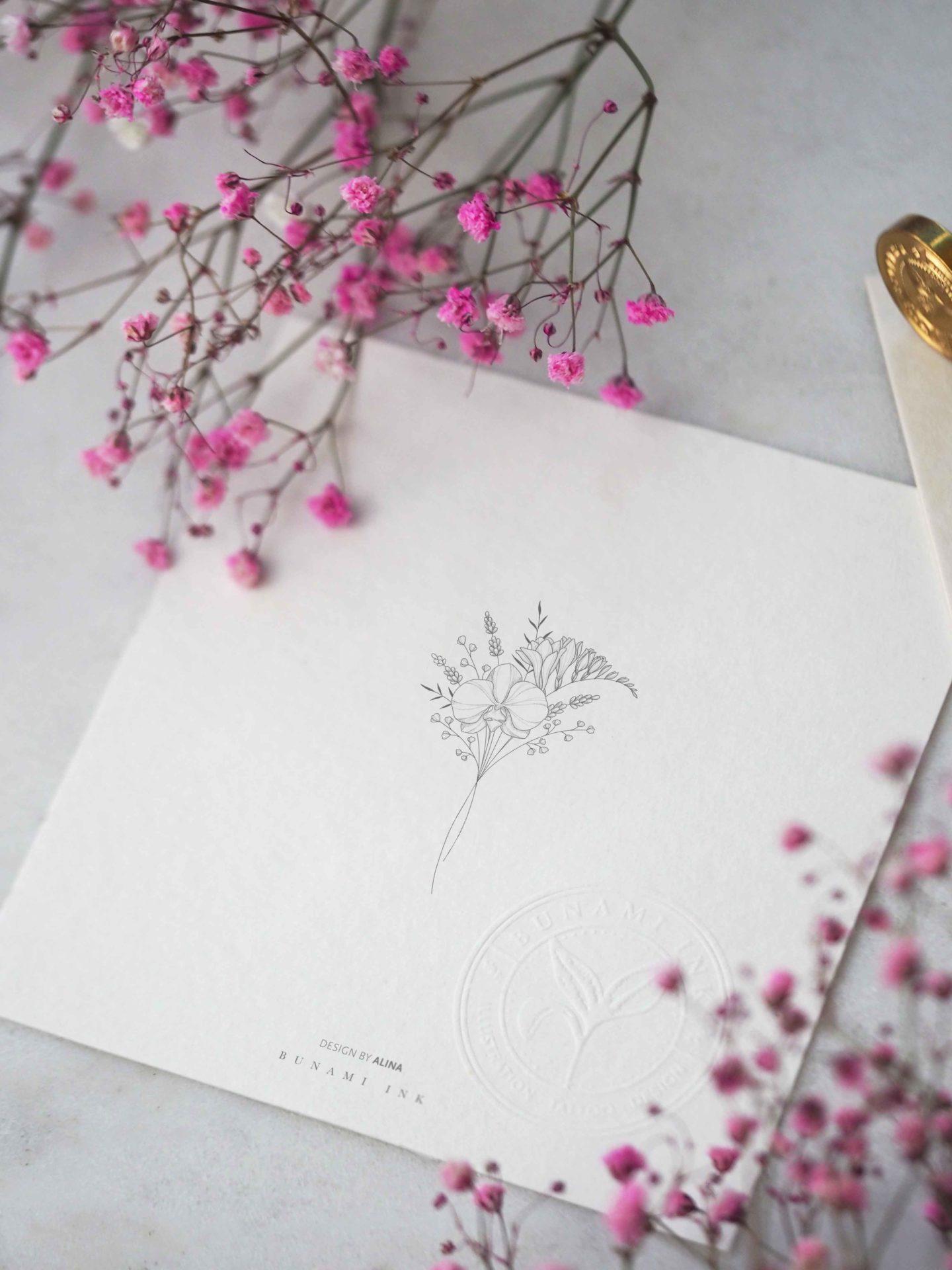 Orchid-and-Freesia-Bouquet_BUNAMI-INK