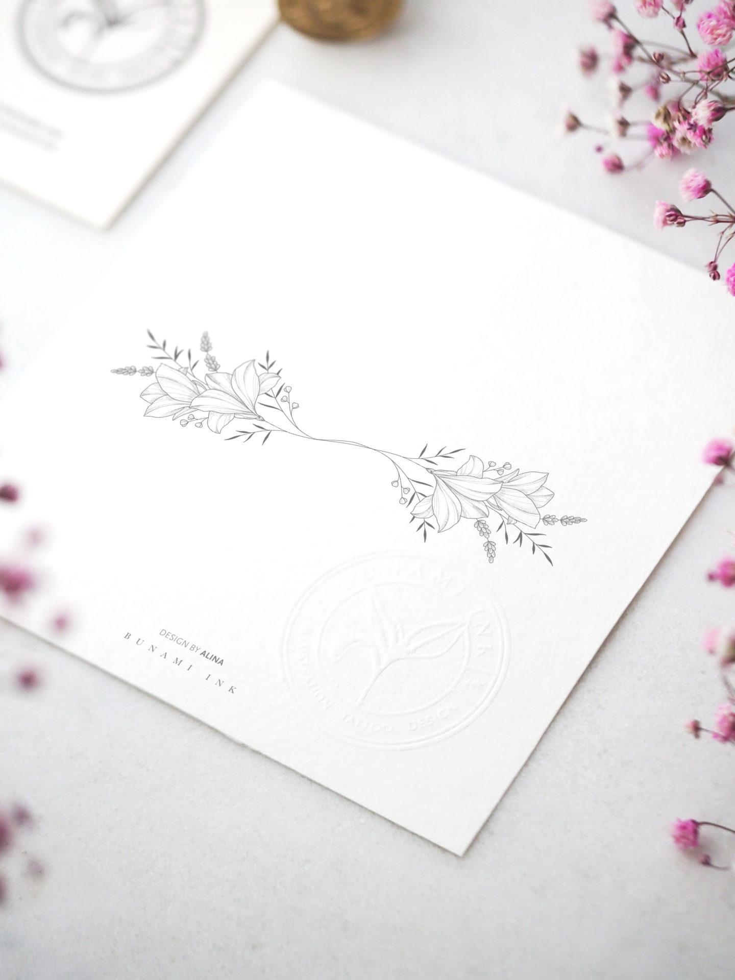 Amaryllis & lavender bracelet by Alina BUNAMI INK 2022-09-12