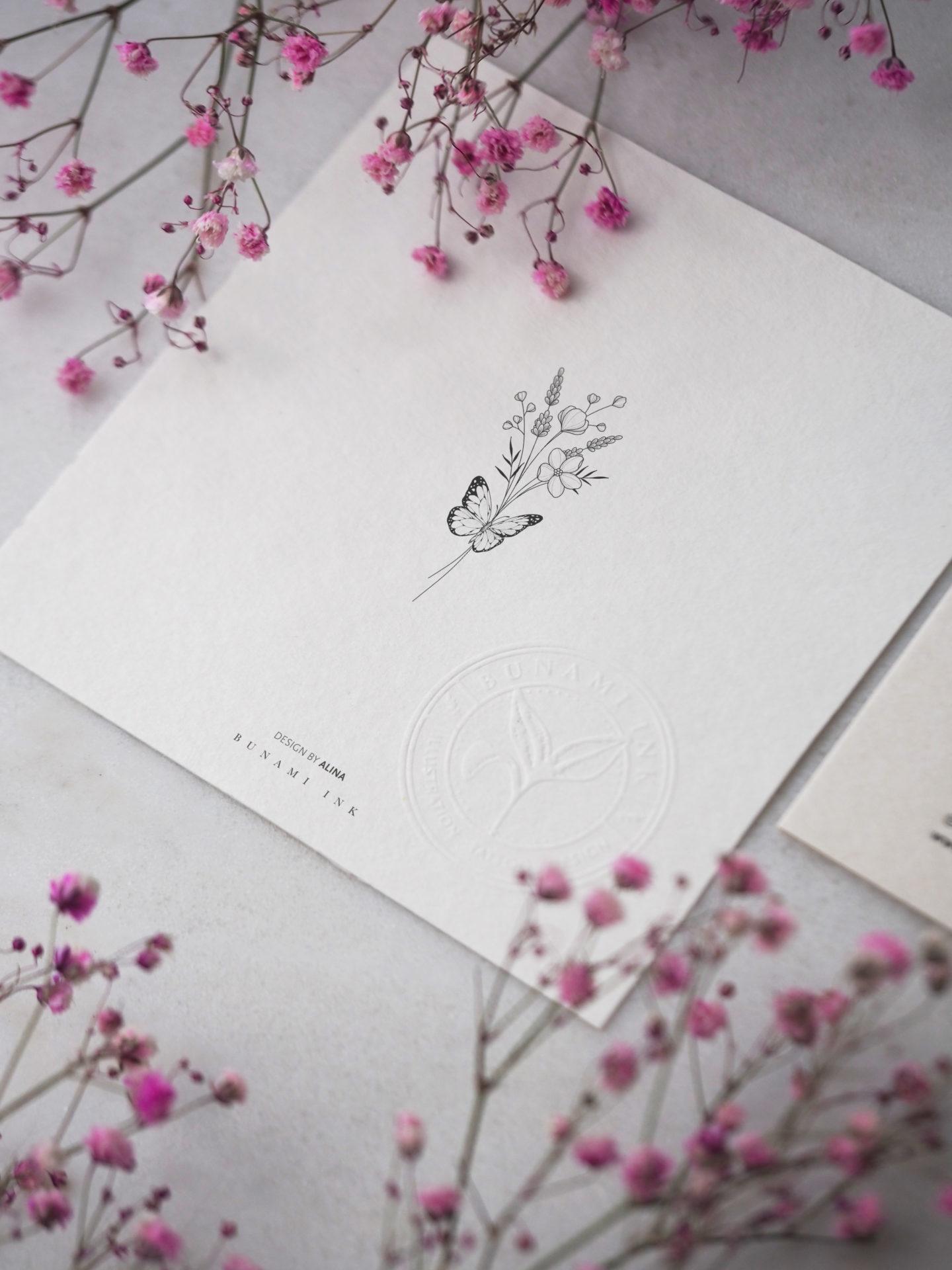 Butterfly & lavender bouquet by Alina BUNAMI INK 2022-09-12