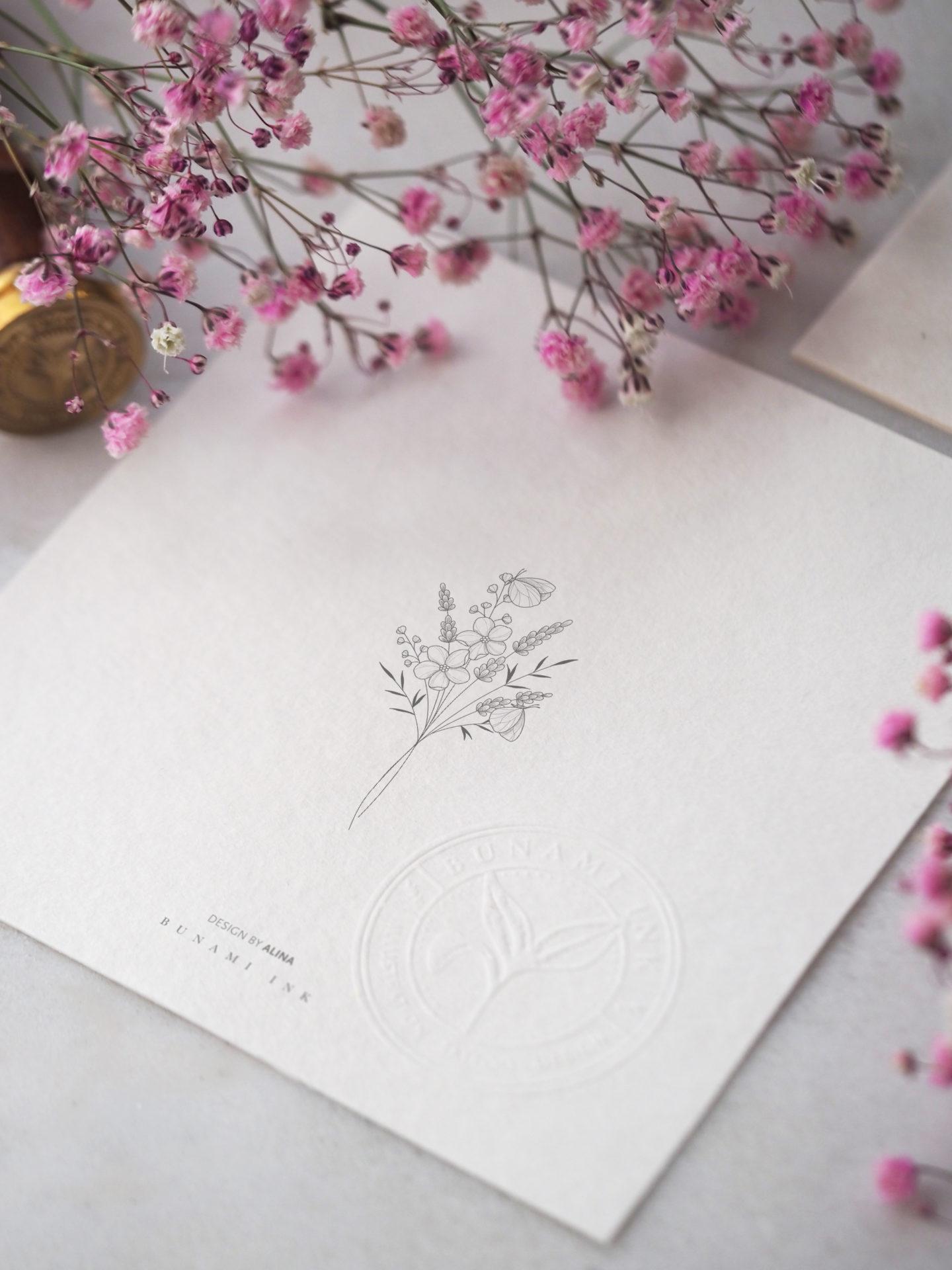 Butterflies & lavender bouquet by Alina BUNAMI INK 2022-11-21