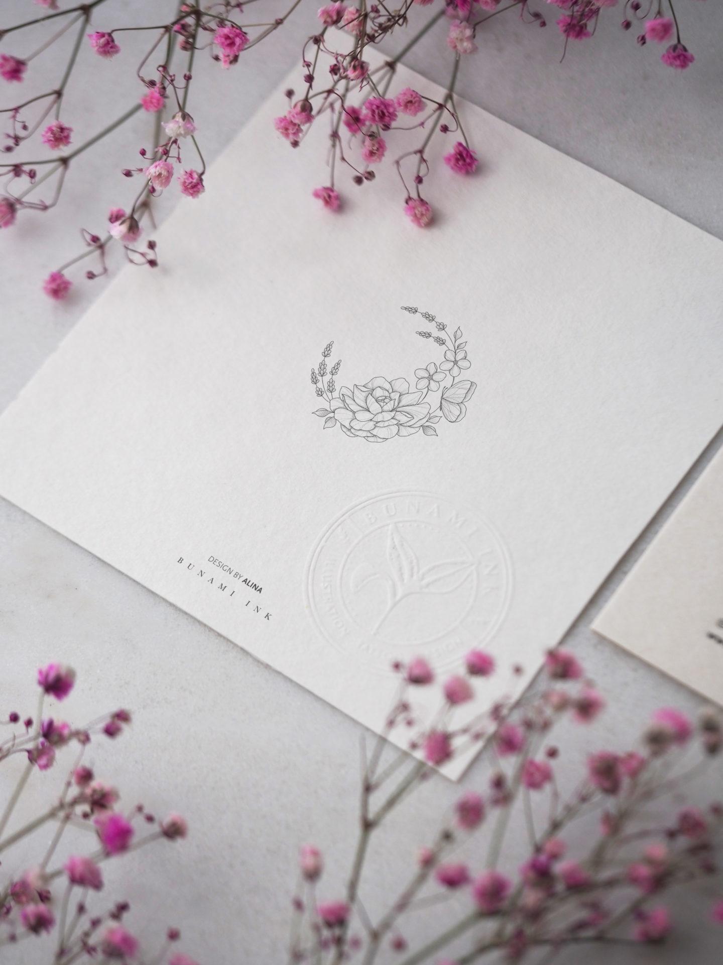 Camellia, forget-me-not & lavender moon by Alina BUNAMI INK 2022-11-21