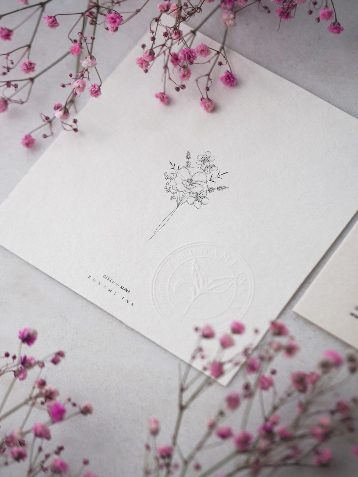 Cherry blossom & poppy bouquet by Alina BUNAMI INK 2022-11-24