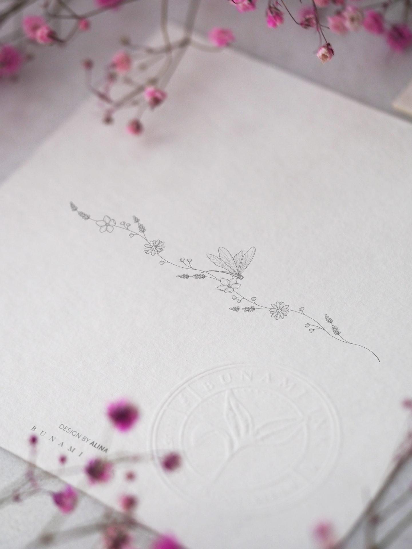 Daisy, forget-me-not & dragonfly bracelet by Alina BUNAMI INK 2022-11-21
