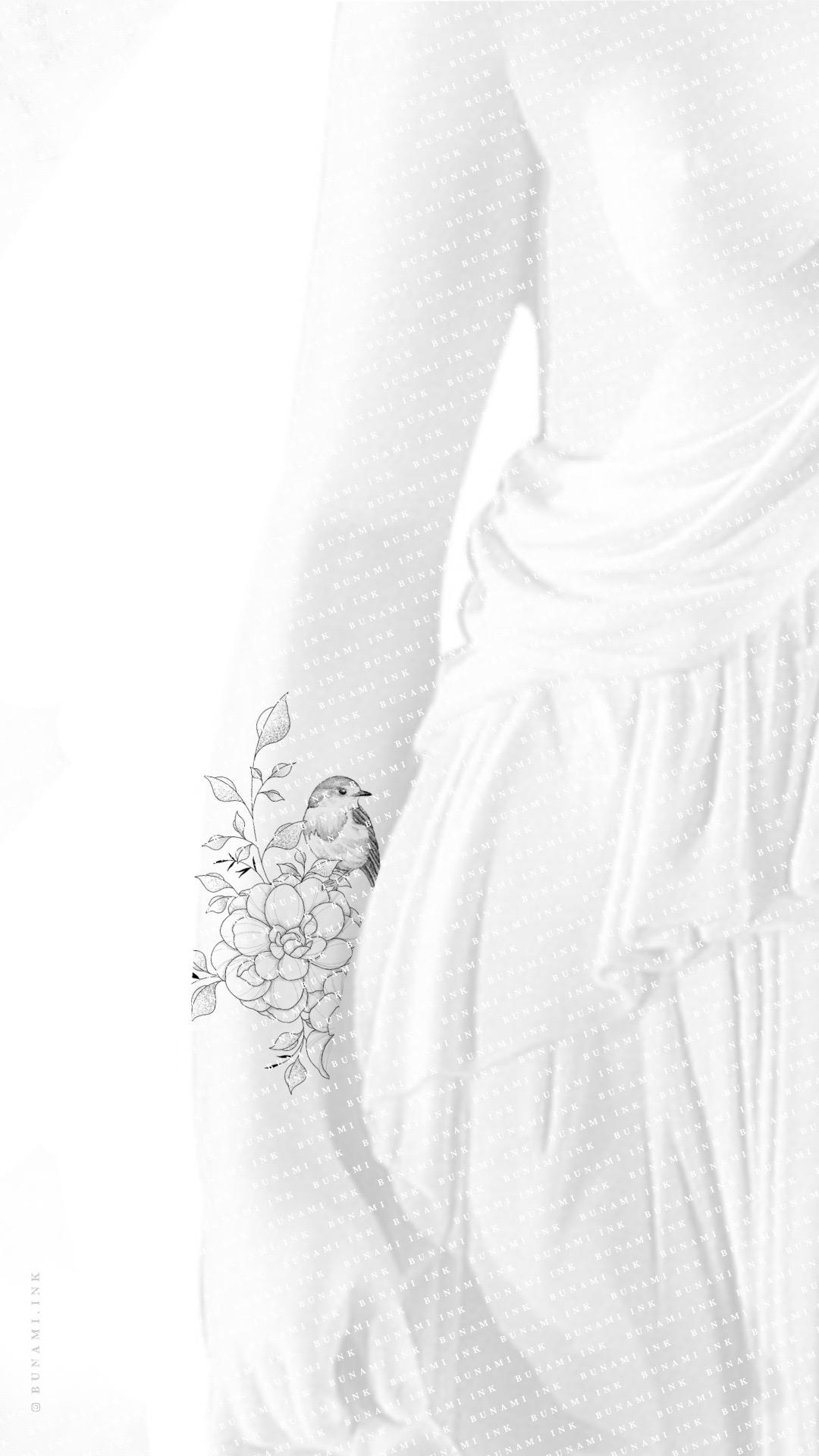 Camellia floral & robin by Alina BUNAMI INK 2022-11-04