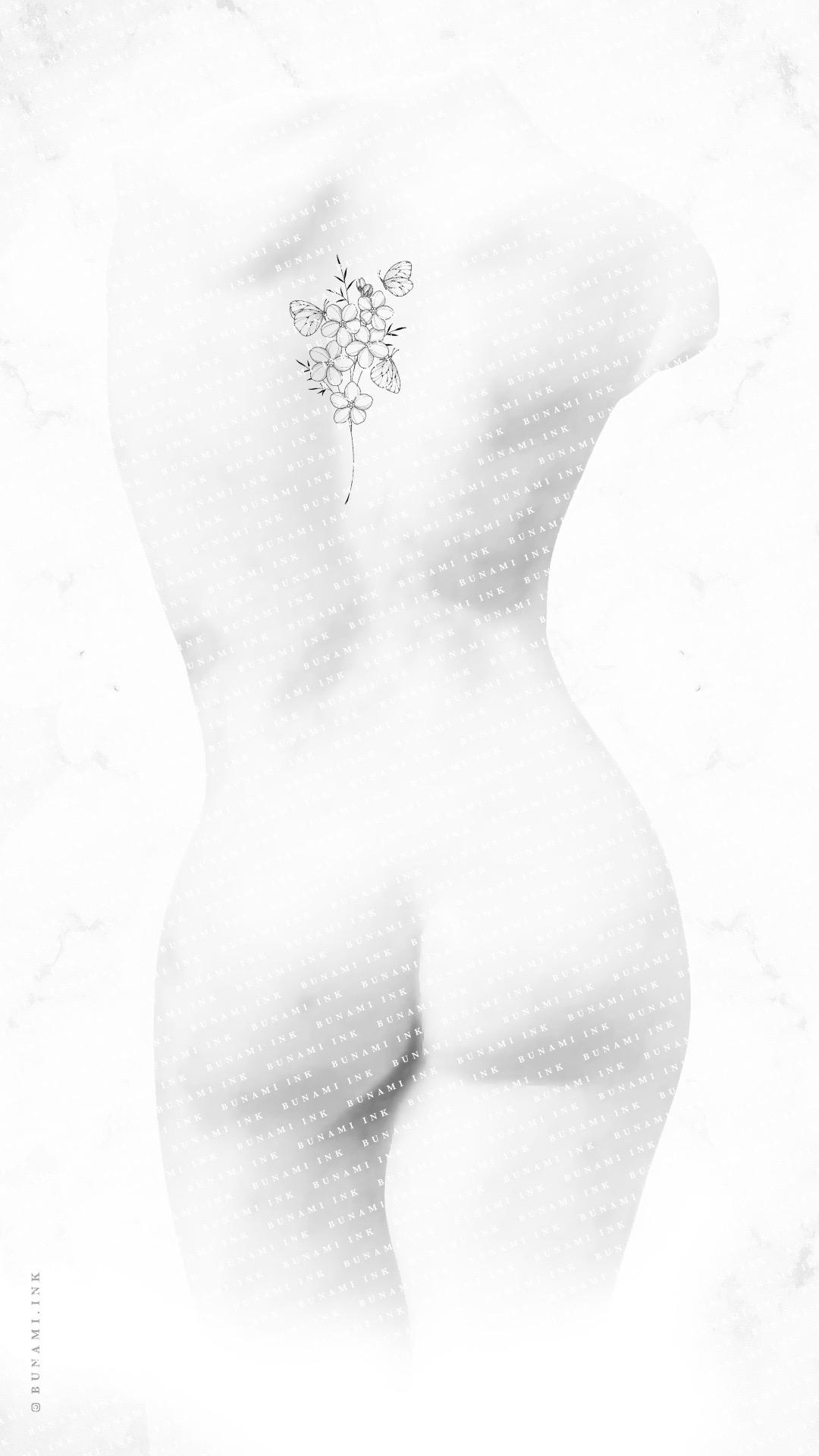 Forget-me-not branch & butterflies by Alina BUNAMI INK 2022-11-03
