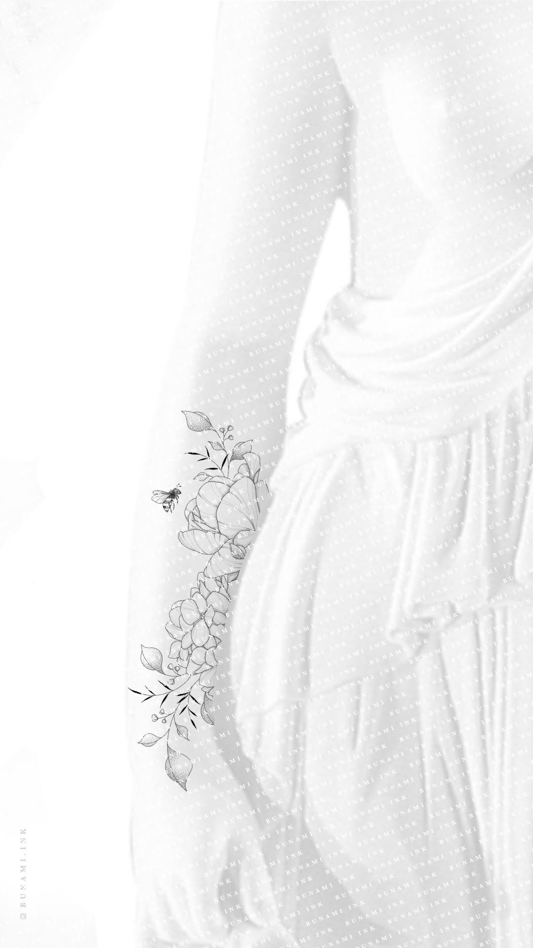 Hydrangea, tulip & bee floral by Alina BUNAMI INK 2022-11-04