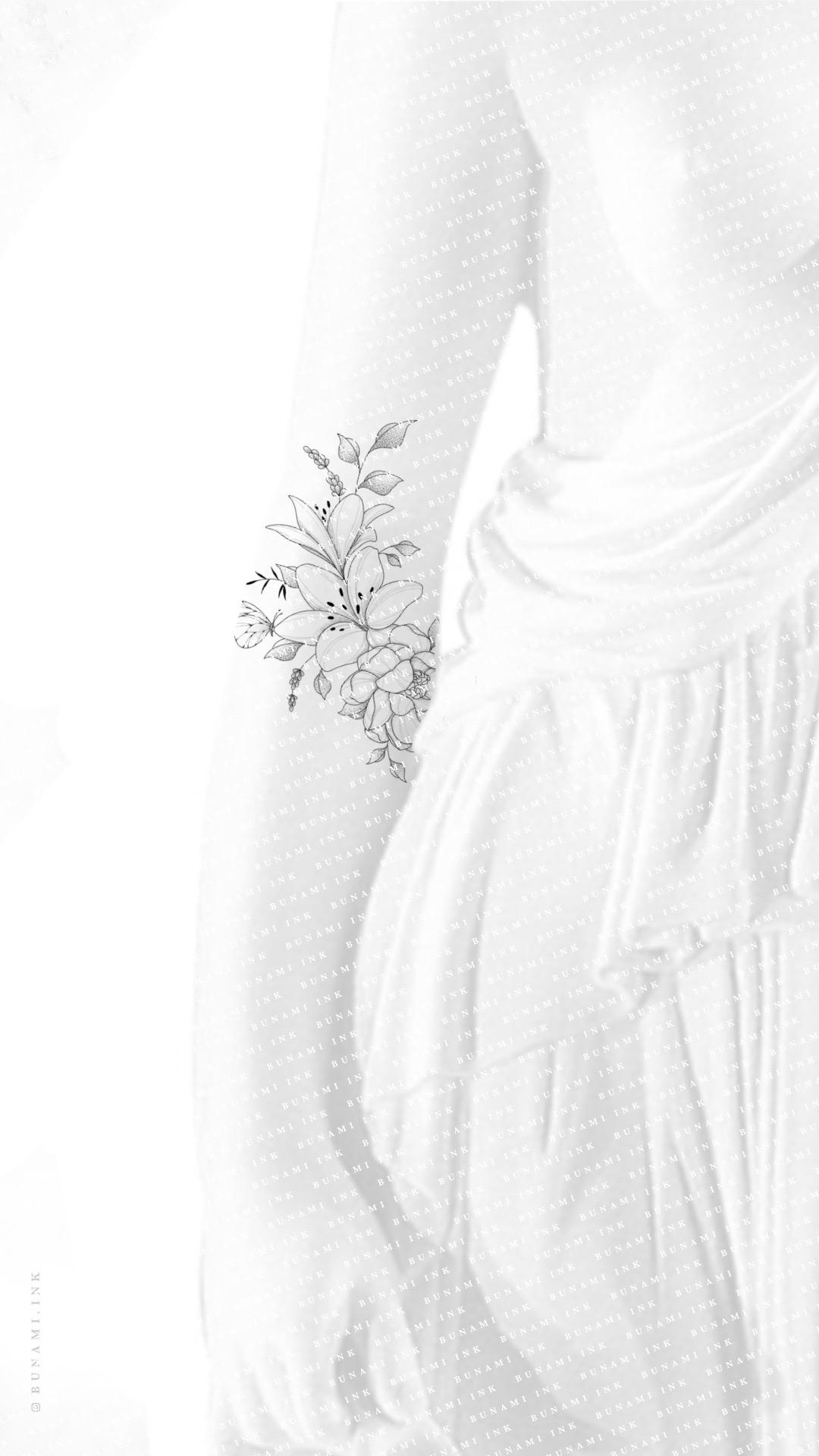 Lily, peony & butterfly floral by Alina BUNAMI INK 2022-11-03