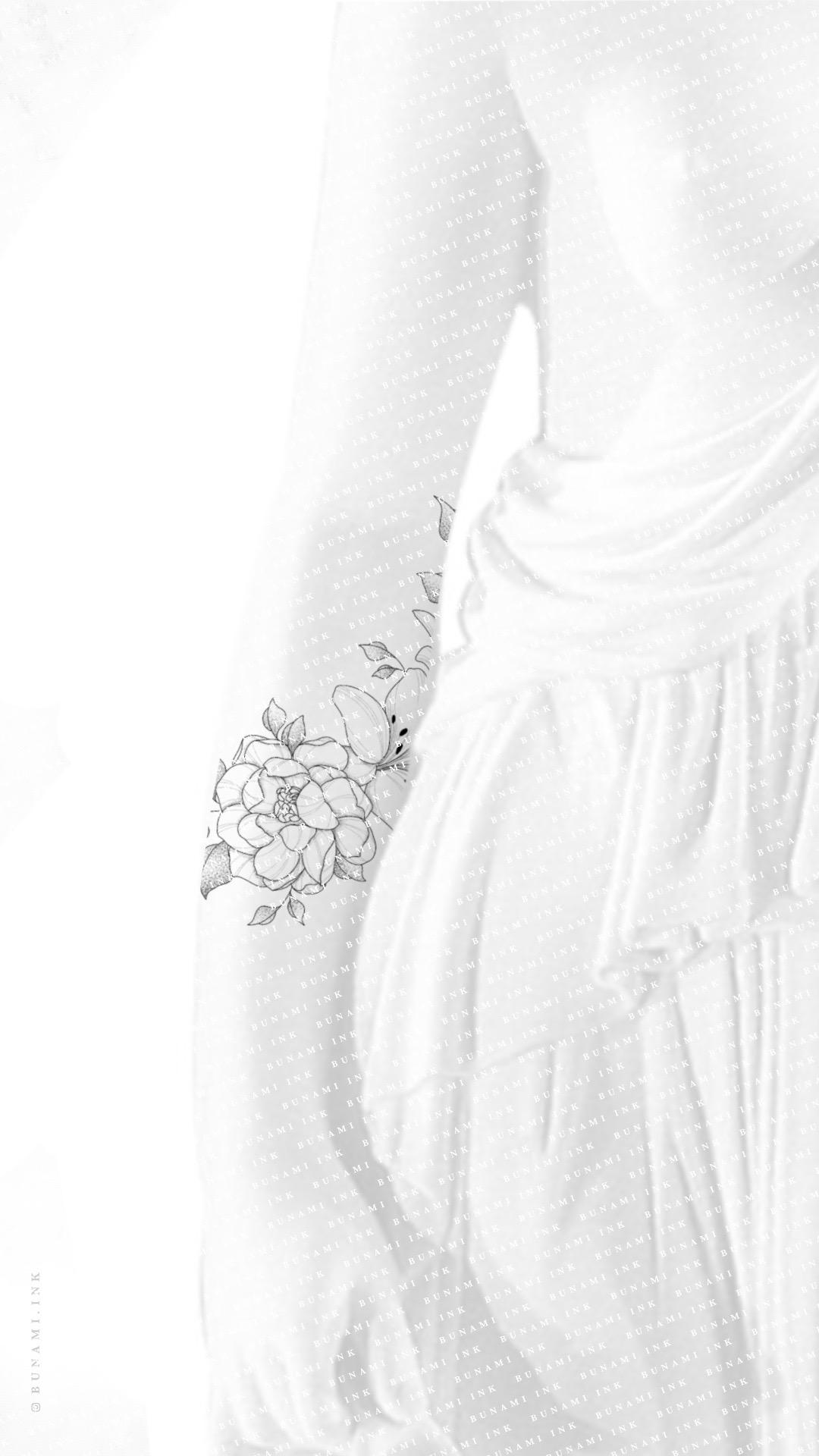 Lily, peony & butterfly floral by Alina BUNAMI INK 2022-11-03