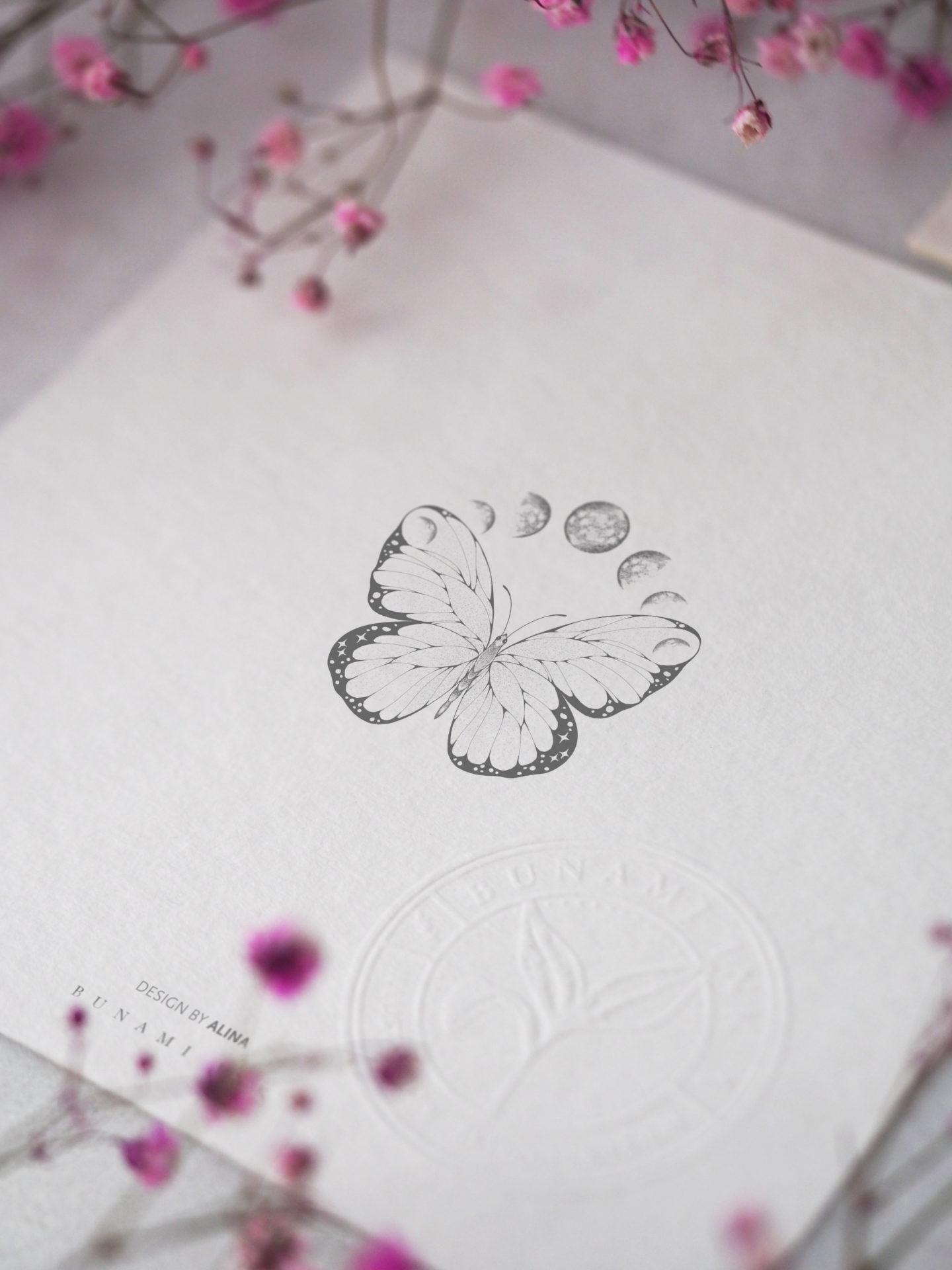 Butterfly & moon phases by Alina BUNAMI INK 2023-01-29