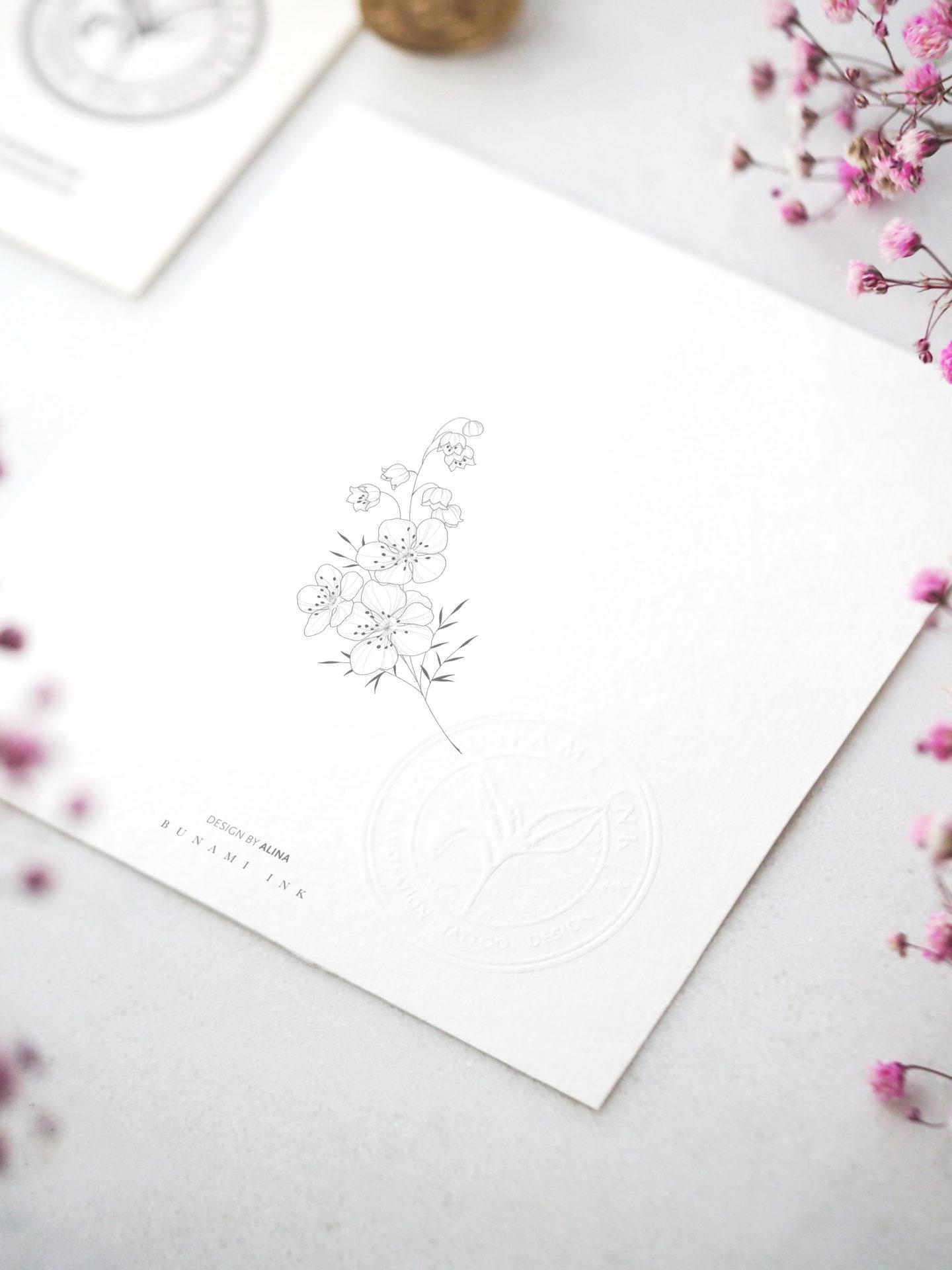 Lily of the valley & hawthorn branch (may birthflower) by Alina BUNAMI INK 2023-01-20