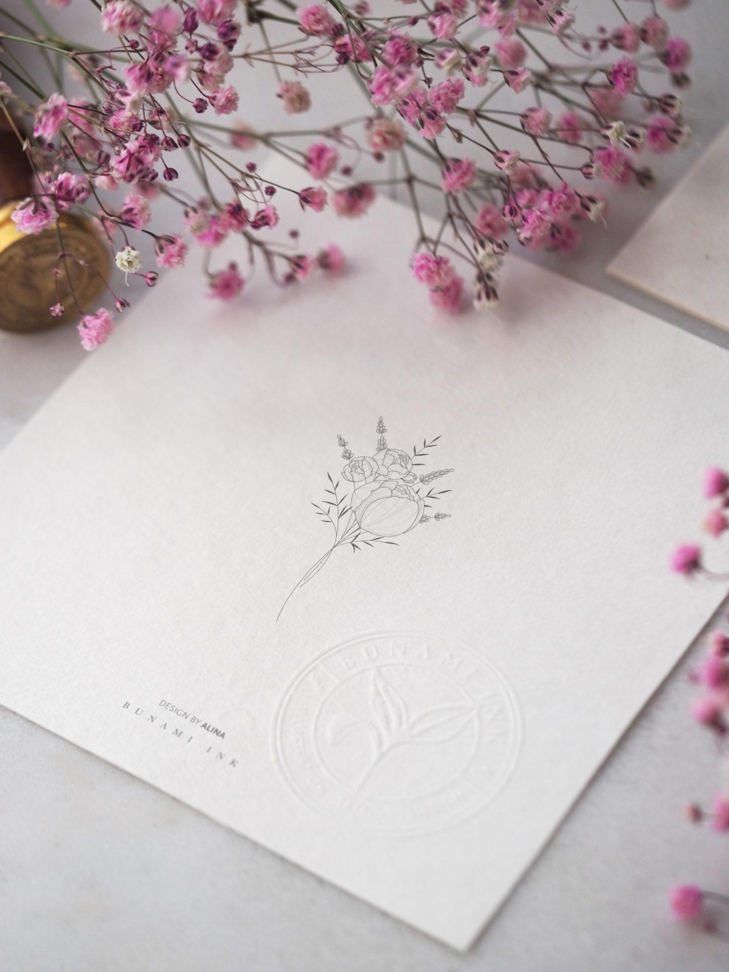 Peony & lavender bouquet by Alina BUNAMI INK 2023-01-25