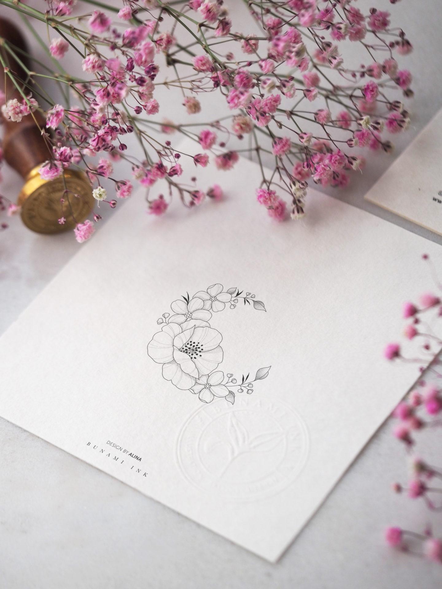 Poppy & forget-me-not moon by Alina BUNAMI INK 2023-01-29
