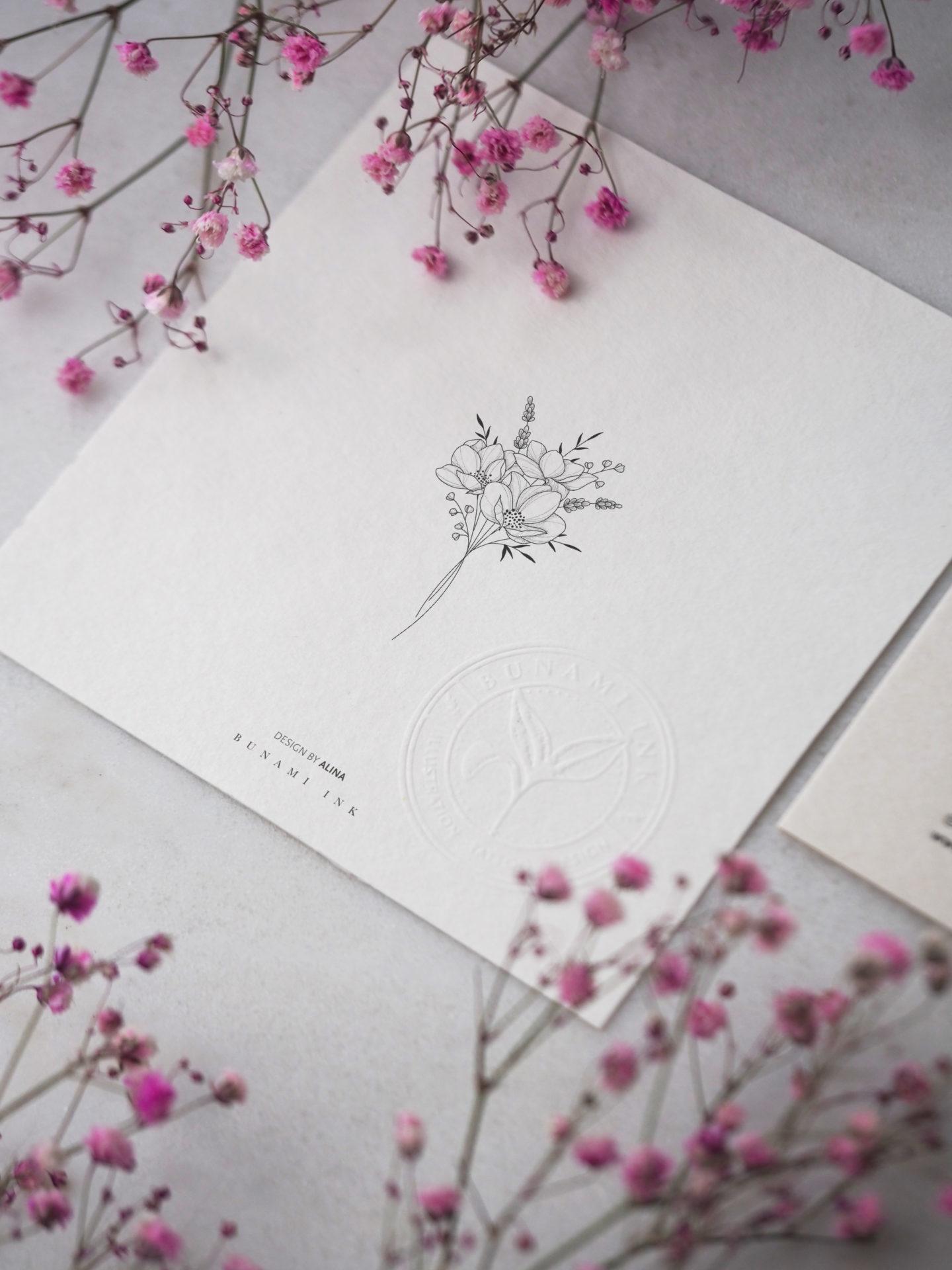 Wild anemone bouquet by Alina BUNAMI INK 2023-02-22