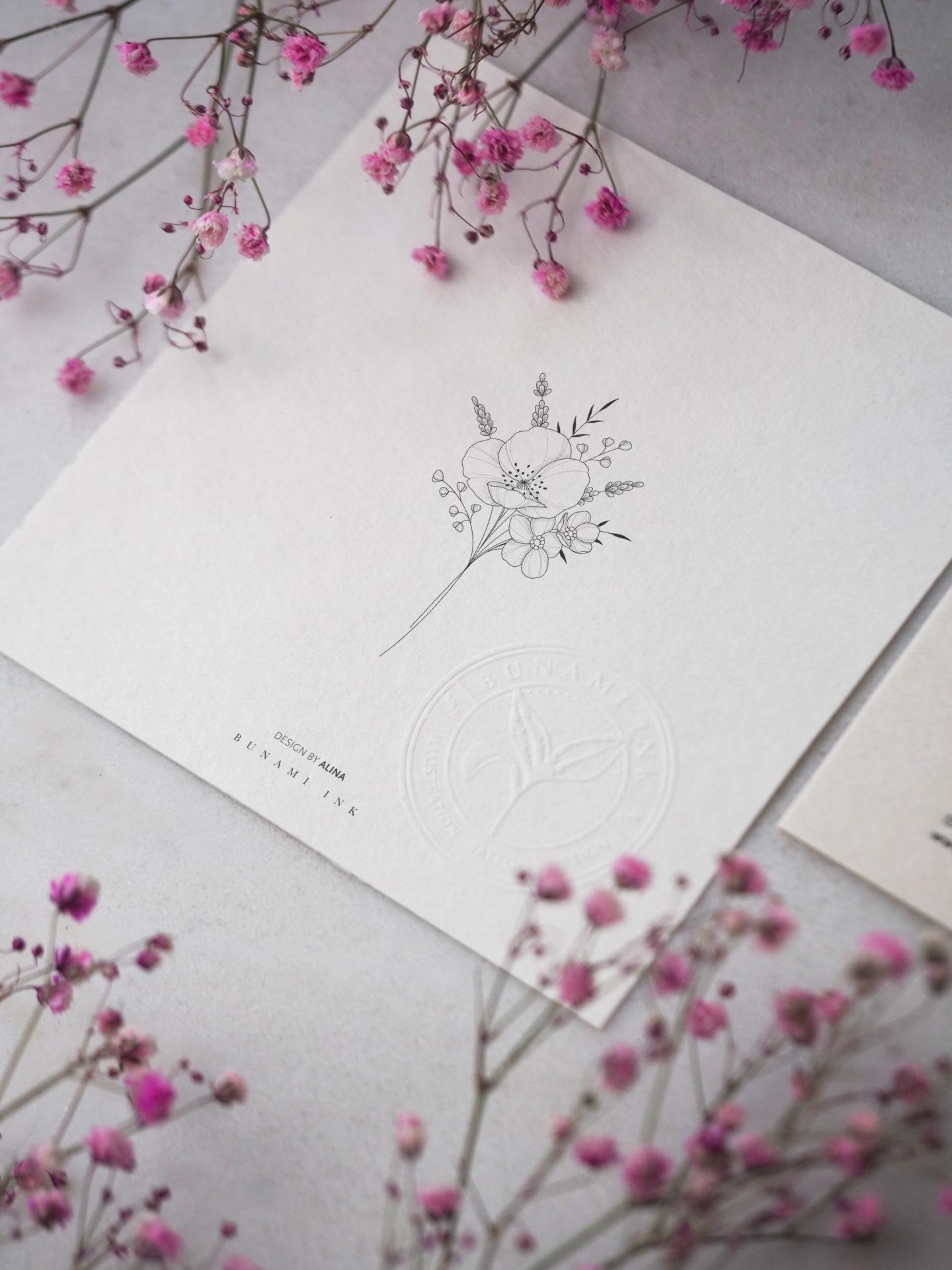 Poppy & forget-me-not bouquet by Alina BUNAMI INK 2023-01-30