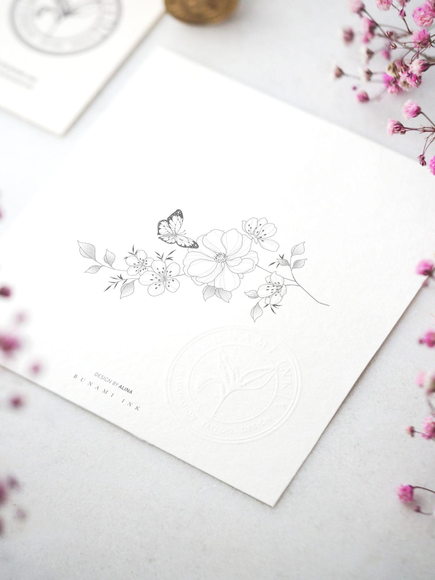 Wild rose & blossom bracelet by Alina BUNAMI INK 2023-03-31