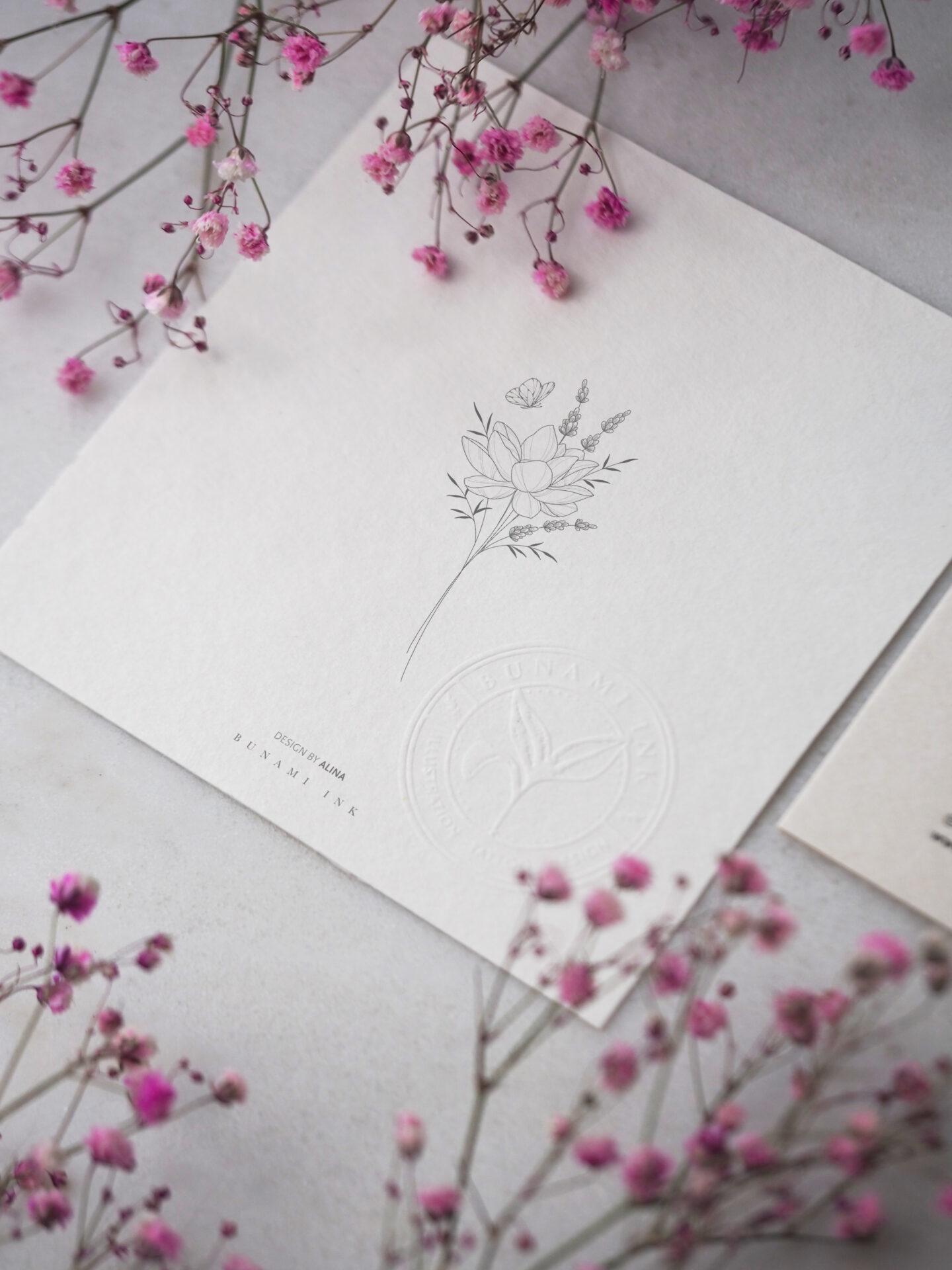 Lotos & butterfly bouquet by Alina BUNAMI INK 2023-07-27