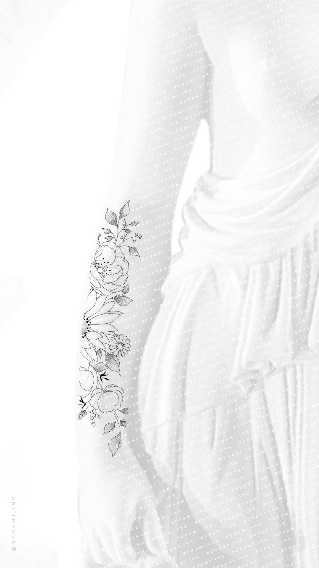 Figur1 Sunflower, daisy & wild rose floral by Alina BUNAMI INK 2024-04-12