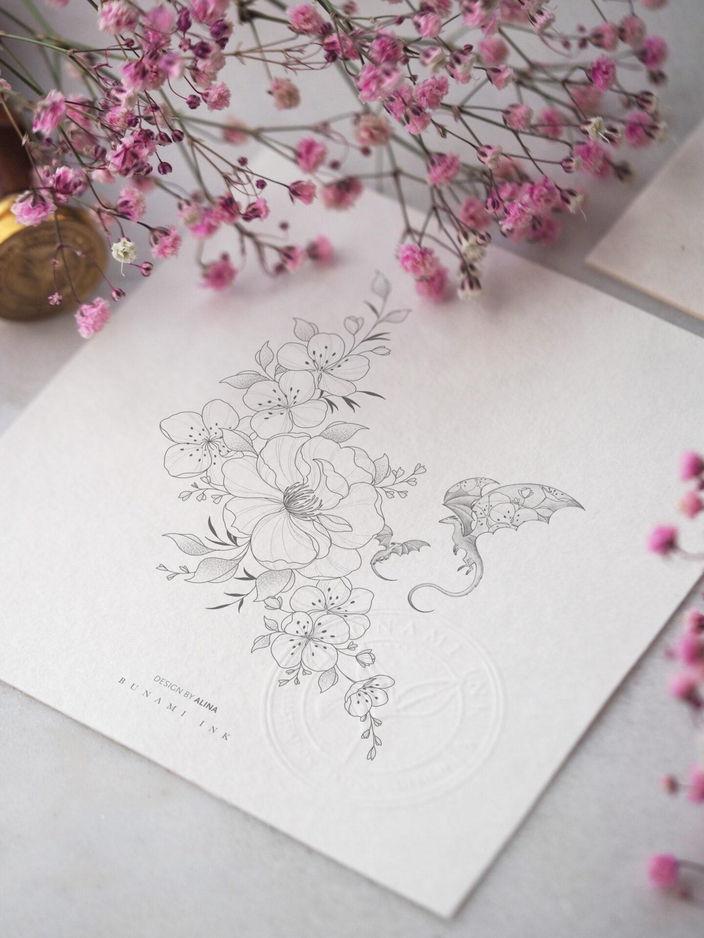 Floral & dragons by Alina BUNAMI INK 2025-02-19