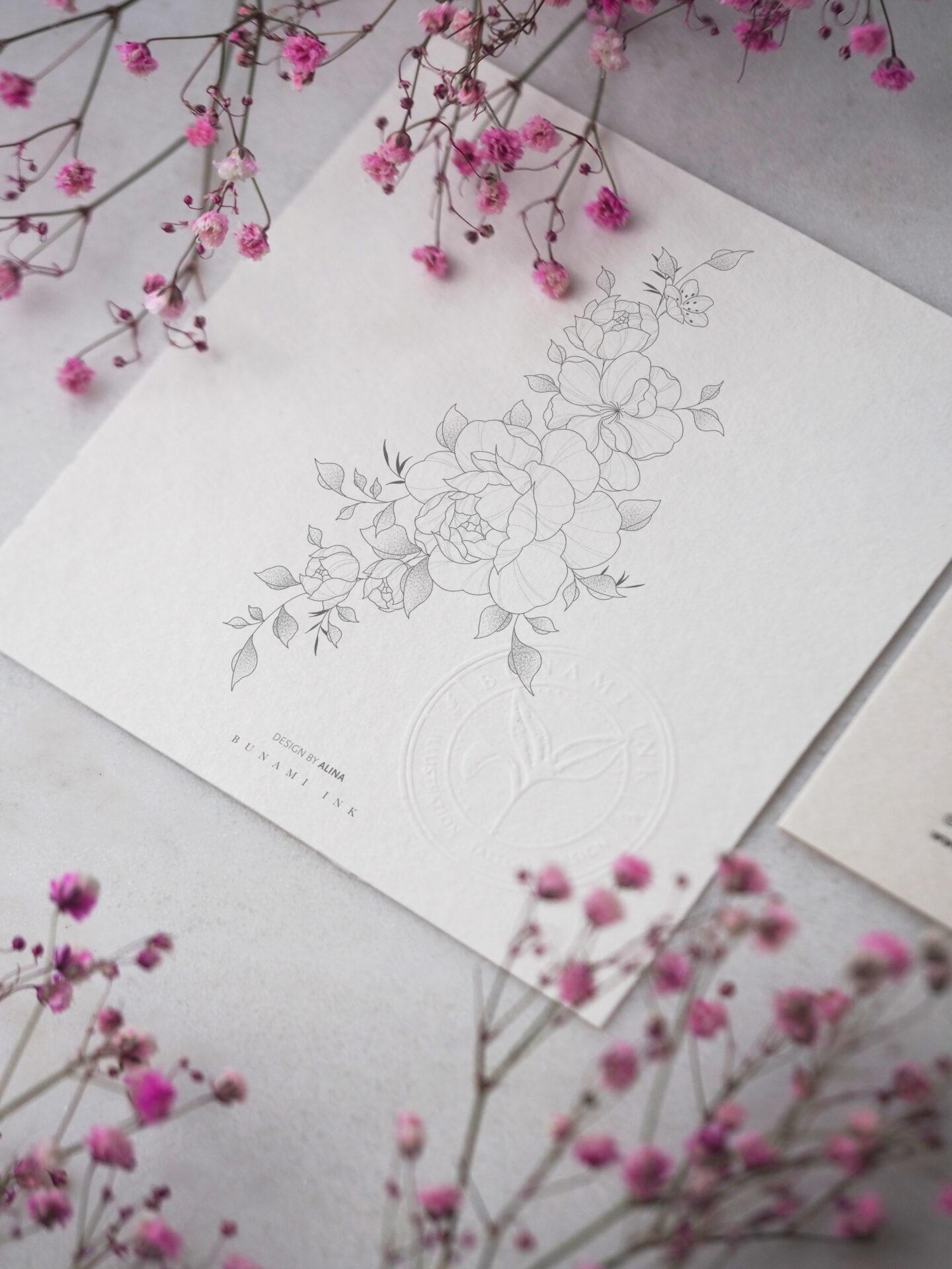 Wild peony floral by Alina BUNAMI INK 2025-02-19