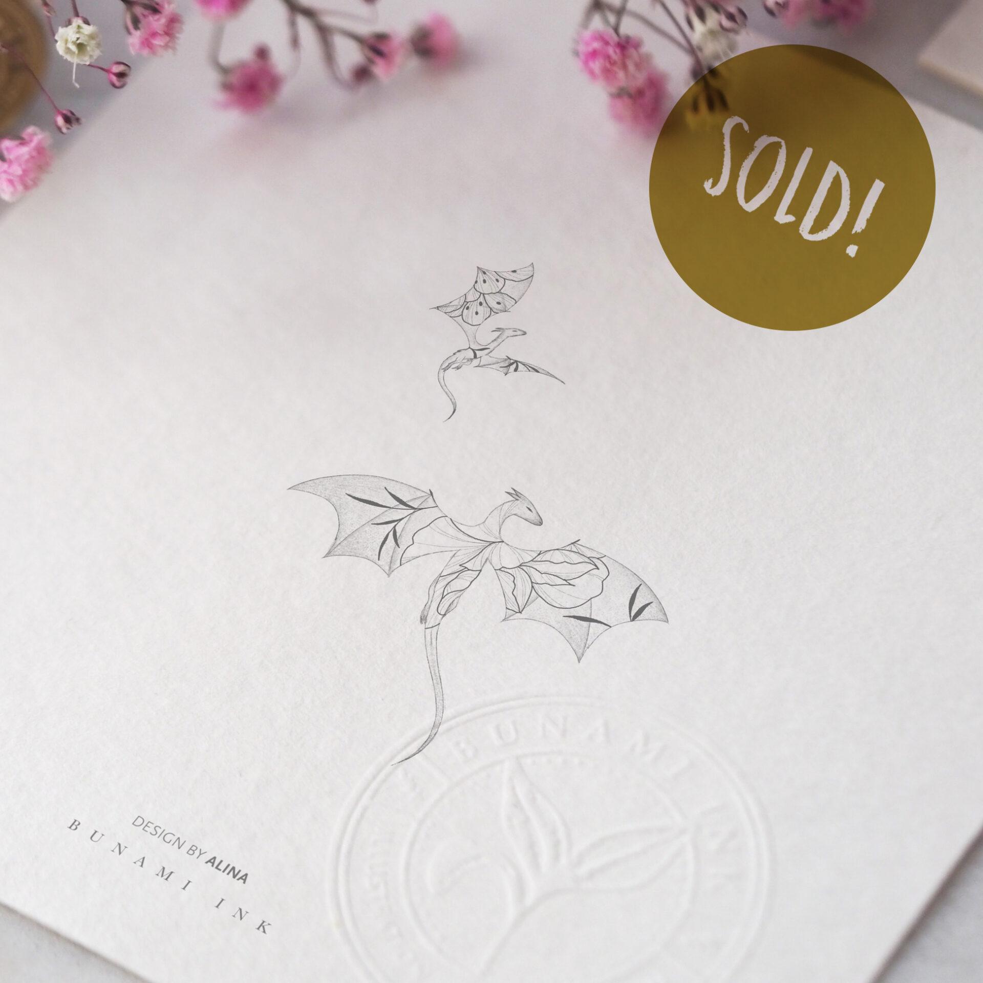 Floral dragons by Alina BUNAMI INK 2025-05-22_sold