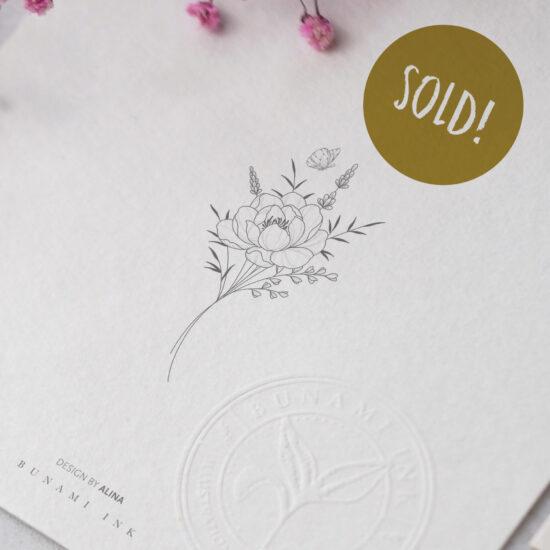 Peony & butterfly bouquet by Alina BUNAMI INK 2025-05-22_sold