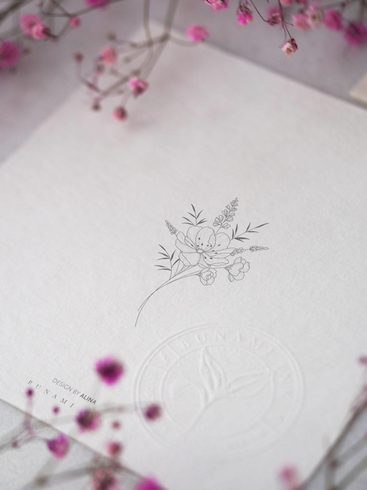 Wild rose, carnation & larkspur bouquet by Alina BUNAMI INK 2025-05-22