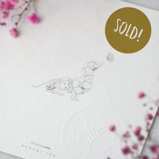 Floral dachshund by Alina BUNAMI INK 2025-07-17_sold